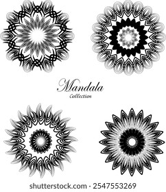 Black and white mandala elements set ideal for creative projects