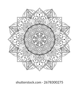 Patrón floral de mandala blanco y negro