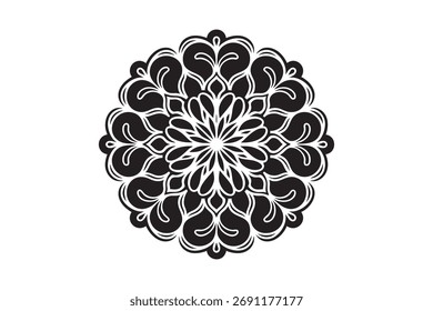 Black and White Mandala Floral Pattern Design Art