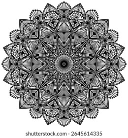 Black And White Mandala Flower. Beautiful mandala design for coloring book, lace, swirl, henna, tattoo, logo, frame, card, pattern, background and  wallpaper. 