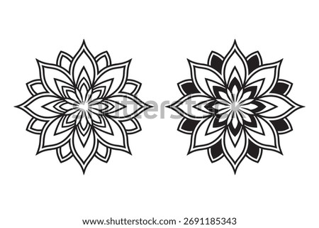 Black and White Mandala Flower Design for Abstract Art