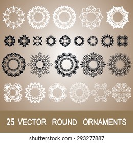 Black and white Mandala frames collection. Round Ornament Pattern. Vintage decorative elements. Islam Arabic Indian motifs