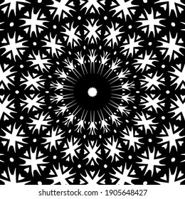  Black and white mandala. geometric pattern.