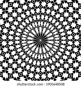  Mandala en blanco y negro. patrón geométrico.