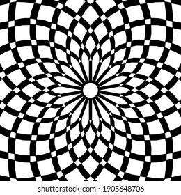  Schwarz-Weiß-Mandala. geometrisches Muster.