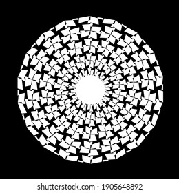  Schwarz-Weiß-Mandala. geometrisches Muster.