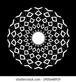  Mandala en blanco y negro. patrón geométrico.