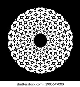  Black and white mandala. geometric pattern.
