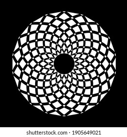  Black and white mandala. geometric pattern.