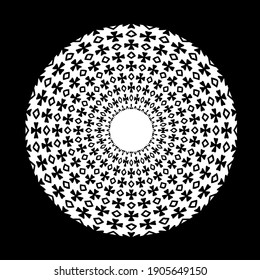  Mandala en blanco y negro. patrón geométrico.