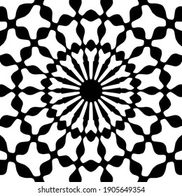  Black and white mandala. geometric pattern.