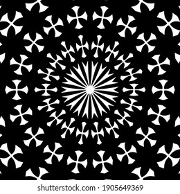  Black and white mandala. geometric pattern.