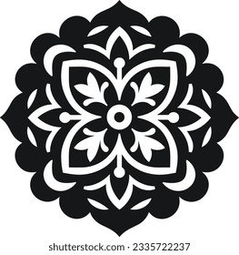 black and white mandala icon