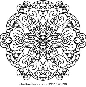 Black and white Mandala illustration Hand drawn outline Mandala.Mandalas for coloring book 