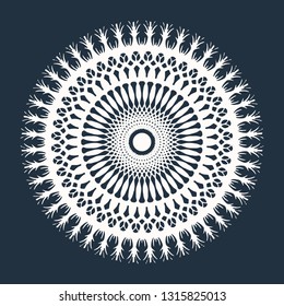 Black and white  mandala isolated on  background.  Hand-drawn illustration. Vector.