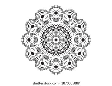 Black and white mandala isolated on white background. Vector boho Mandala with floral patterns. Yoga template Meditation element for India yoga. Anti-stress therapy pattern Outline Henna for coloring