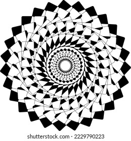 Black and white mandala isolated on white. Circular flower mandala pattern. Decorative ornament in ethnic oriental style. Outline doodle hand draw vector illustration. Mandala for coloring book page.