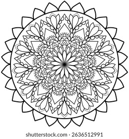 Black and White Mandala for Mindful Coloring Book ,vector illustration
Mandala Pattern with Bold Abstract Shapes
