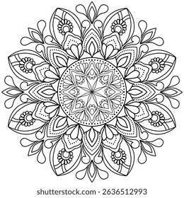 Black and White Mandala for Mindful Coloring Book ,vector illustration
Mandala Pattern with Bold Abstract Shapes
