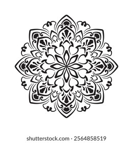 black and white mandala ornament  round lace decoration