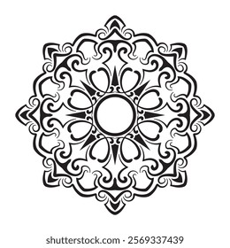 black and white mandala ornament  round lace decoration