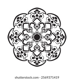 black and white mandala ornament  round lace decoration