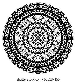 Black and white mandala ornament. Vintage decorative design