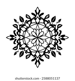 Black and White Mandala: Ornamental Floral Pattern, Abstract Geometric Design, Cultural Symbol, Symmetrical Artwork