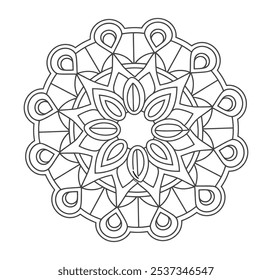 Página de cor de contorno de Mandala preto e branco para cor - Mandalas simples e fácil desenhado à mão círculo vetor para Kdp.