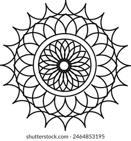 Black and white mandala. Paint art. Mandala art. Mandala with flowers, leaves and curls on a white background. Anti-stress coloring book for children and adults. Decorative element for design eps 10.