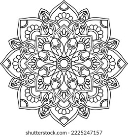 Black and white mandala pattern for adults Coloring book