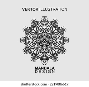 BLACK WHITE MANDALA PATTERN DESIGN, SUITABLE FOR COLORING BOOK AND VARIOUS OTHER NEEDS.VECTOR ILLUSTRATION
