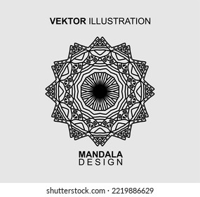 BLACK WHITE MANDALA PATTERN DESIGN, SUITABLE FOR COLORING BOOK AND VARIOUS OTHER NEEDS.VECTOR ILLUSTRATION