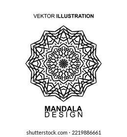 BLACK WHITE MANDALA PATTERN DESIGN, SUITABLE FOR COLORING BOOK AND VARIOUS OTHER NEEDS.VECTOR ILLUSTRATION