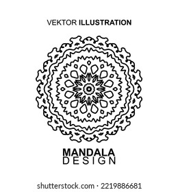 BLACK WHITE MANDALA PATTERN DESIGN, SUITABLE FOR COLORING BOOK AND VARIOUS OTHER NEEDS.VECTOR ILLUSTRATION