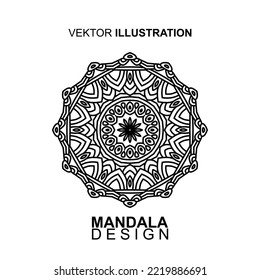 SCHWARZ-WEISSER MANDALA-PATTERN-DESIGN, FÜR DAS FARBBOOK GEEIGNET UND VERSCHIEDENE ANDERE BEDÜRFNISSE.VEKTORGRAFIK