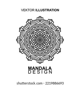 SCHWARZ-WEISSER MANDALA-PATTERN-DESIGN, FÜR DAS FARBBOOK GEEIGNET UND VERSCHIEDENE ANDERE BEDÜRFNISSE.VEKTORGRAFIK