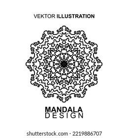 SCHWARZ-WEISSER MANDALA-PATTERN-DESIGN, FÜR DAS FARBBOOK GEEIGNET UND VERSCHIEDENE ANDERE BEDÜRFNISSE.VEKTORGRAFIK