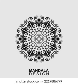 BLACK WHITE MANDALA PATTERN DESIGN, SUITABLE FOR COLORING BOOK AND VARIOUS OTHER NEEDS.VECTOR ILLUSTRATION