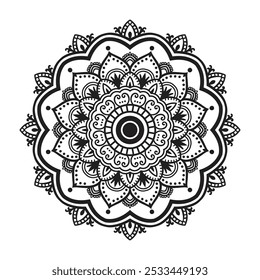 Diseño fácil del mandala con las líneas limpias para colorear el libro, el tatuaje y el diseño de la henna, arte creativo del mandala, diseño del mandala para el libro para colorear de los adultos