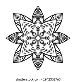 black and white mandala. Print for fabric. sticker. Yoga room decoration. beautiful pattern. mehendi. tattoo. vector eps 10