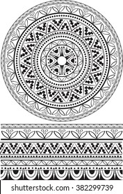 Black and white mandala. A set of patterns.
