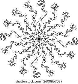 Black and white mandala. Simple abstract background mandala. Mandala for coloring book. Vector illustration mandala.
