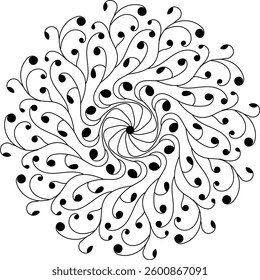 Black and white mandala. Simple abstract background mandala. Mandala for coloring book. Vector illustration mandala.