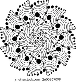 Black and white mandala. Simple abstract background mandala. Mandala for coloring book. Vector illustration mandala.