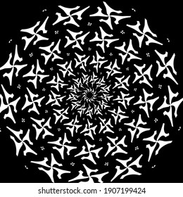 Mandala schwarz-weiß. symmetrische Muster.