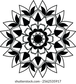 BLACK AND WHITE MANDALA VECTOR