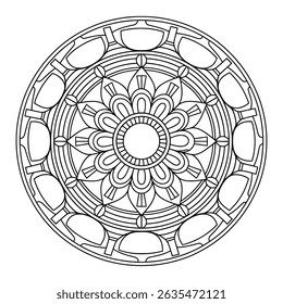 Dibujos para colorear de Vector de mandala en blanco y negro a color.