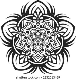 Mandala schwarz-weiß. Vektordesign und Logo. Premium-Design und Logo