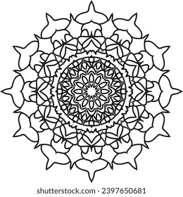 Diseño de vectores de Mandala en blanco y negro